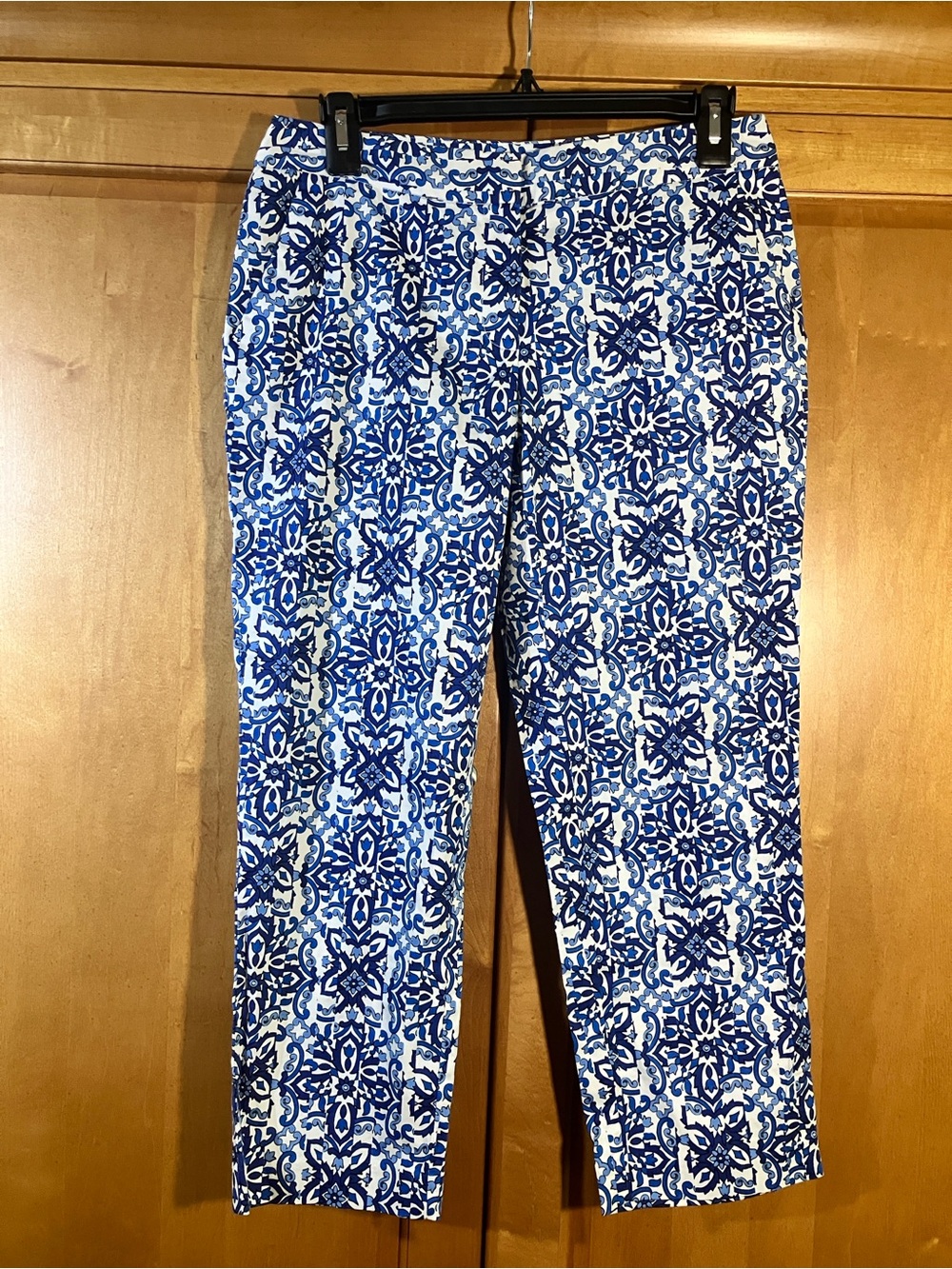 Milly Blue & White Ornate Print Trousers